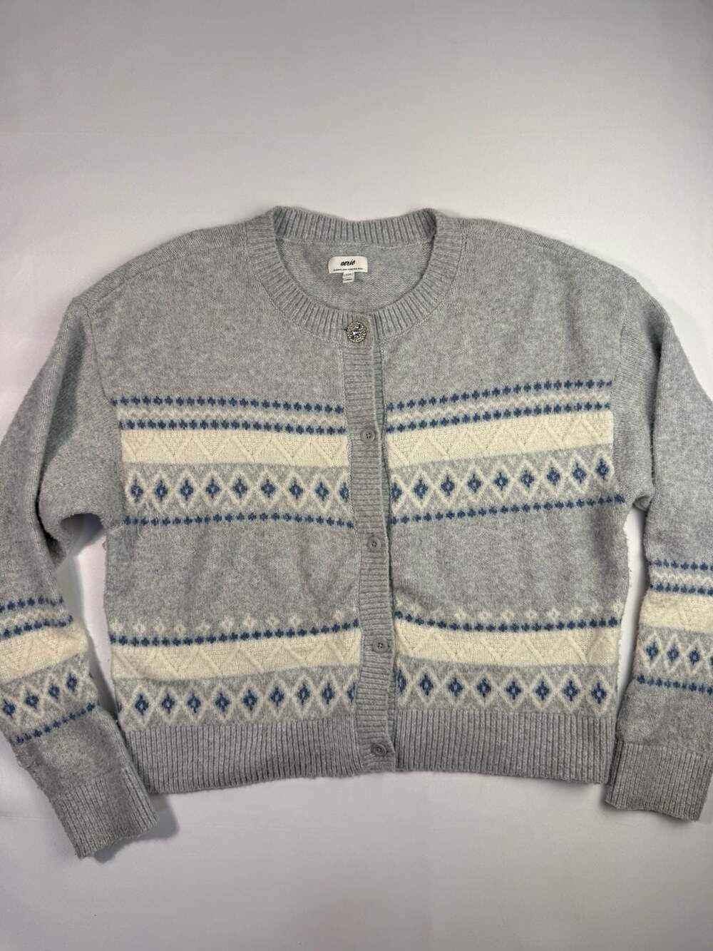 Aerie UnREAL Fair Isle Button-Down Cardigan